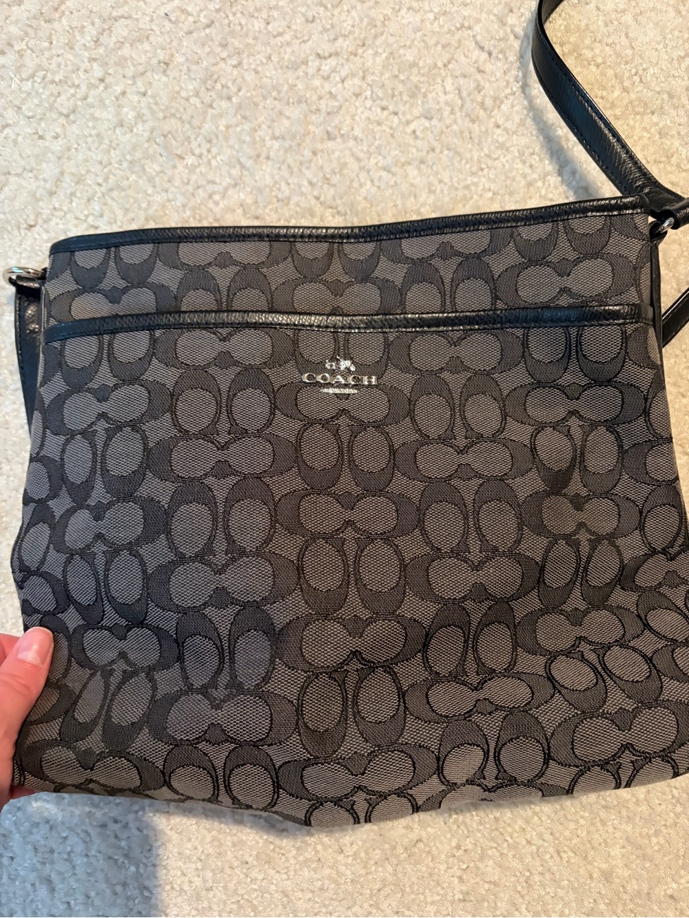 Coach Black & Charcoal Signature Crossbody Bag